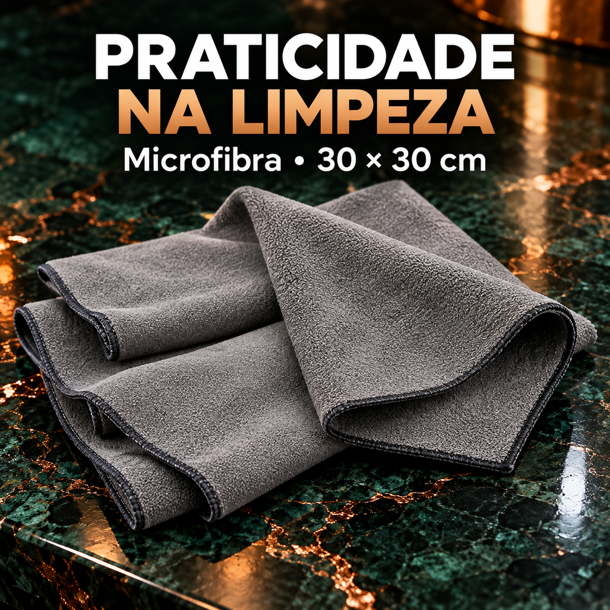 Visual de marketing para pano de microfibra de 30 por 30 centímetros