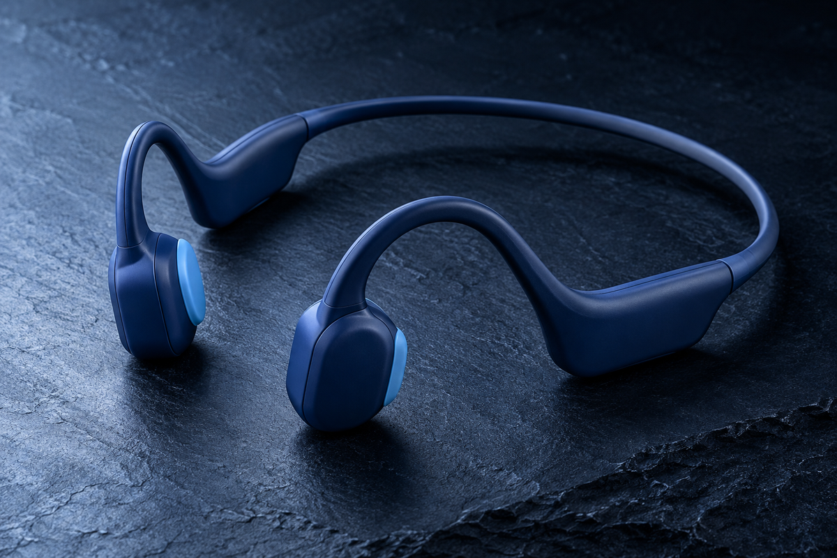 Fone de condução óssea Bluetooth azul