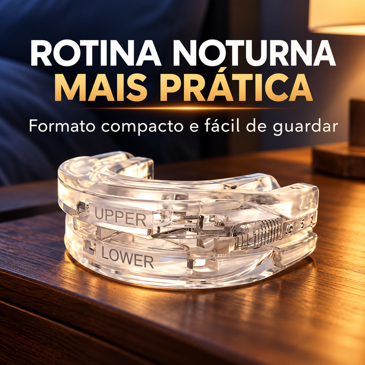 Protetor bucal compacto e fácil de guardar