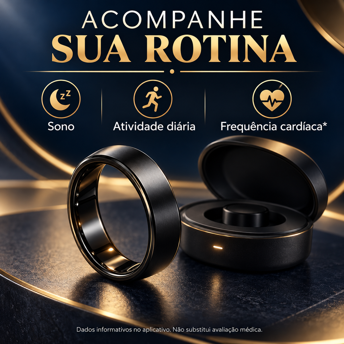 Anel inteligente para acompanhar sono, atividade diária e frequência cardíaca