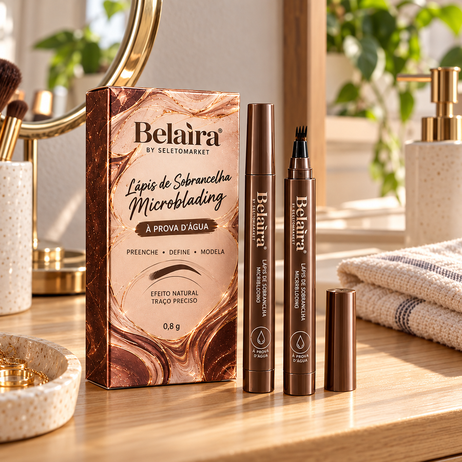 Caneta Belaira para sobrancelhas em ângulo diferente