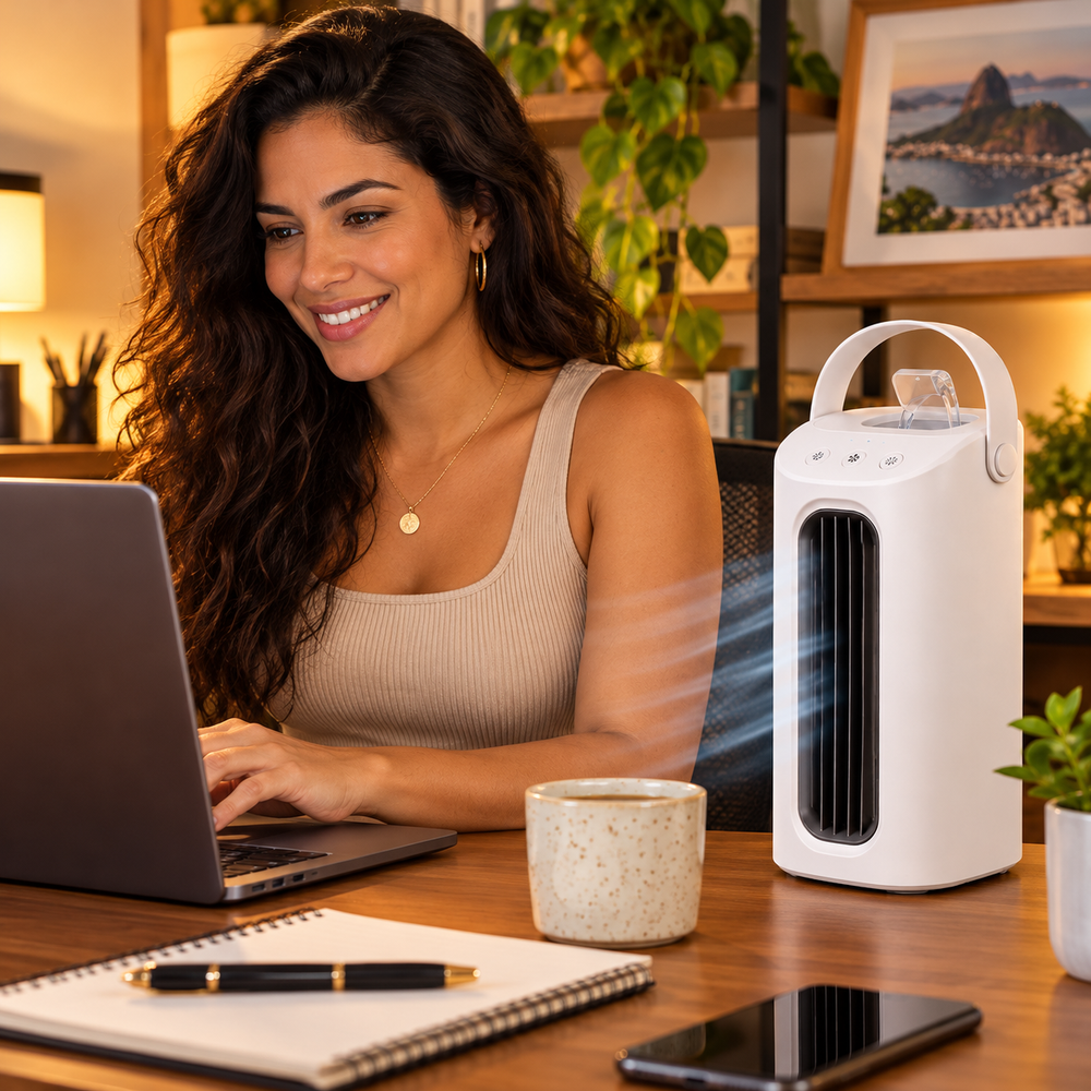 Mini Climatizador Pessoal AirZen USB 100 ml com 6 Velocidades