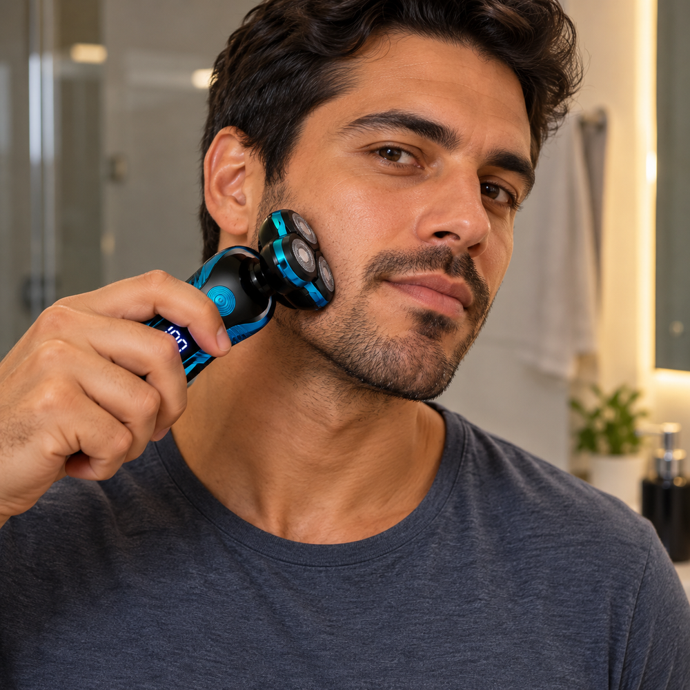 Barbeador Elétrico Masculino USB com 3 Cabeças Rotativas