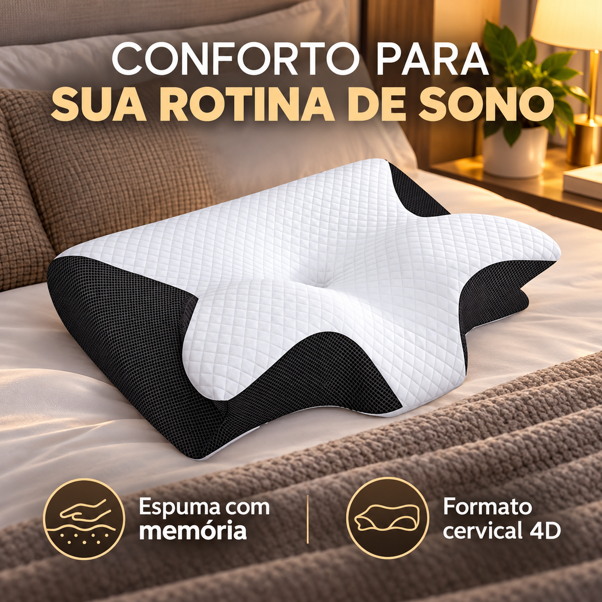 Formato cervical e espuma com memória para o descanso
