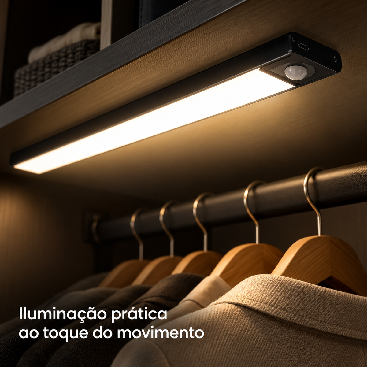 Detalhe do sensor e difusor da barra LED