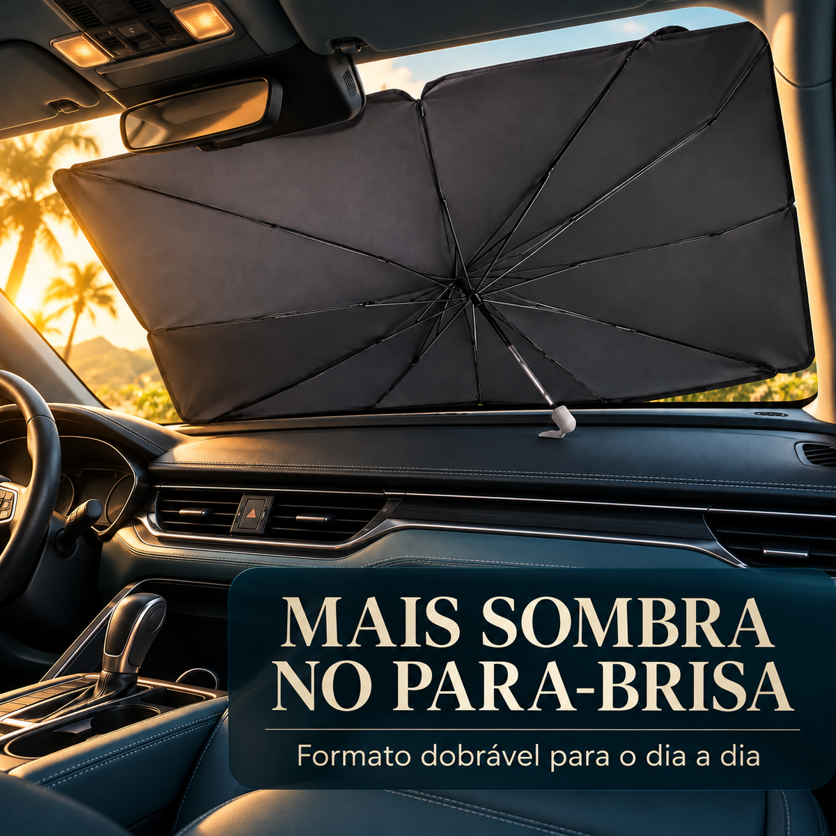 Mais sombra no para-brisa com acessório dobrável