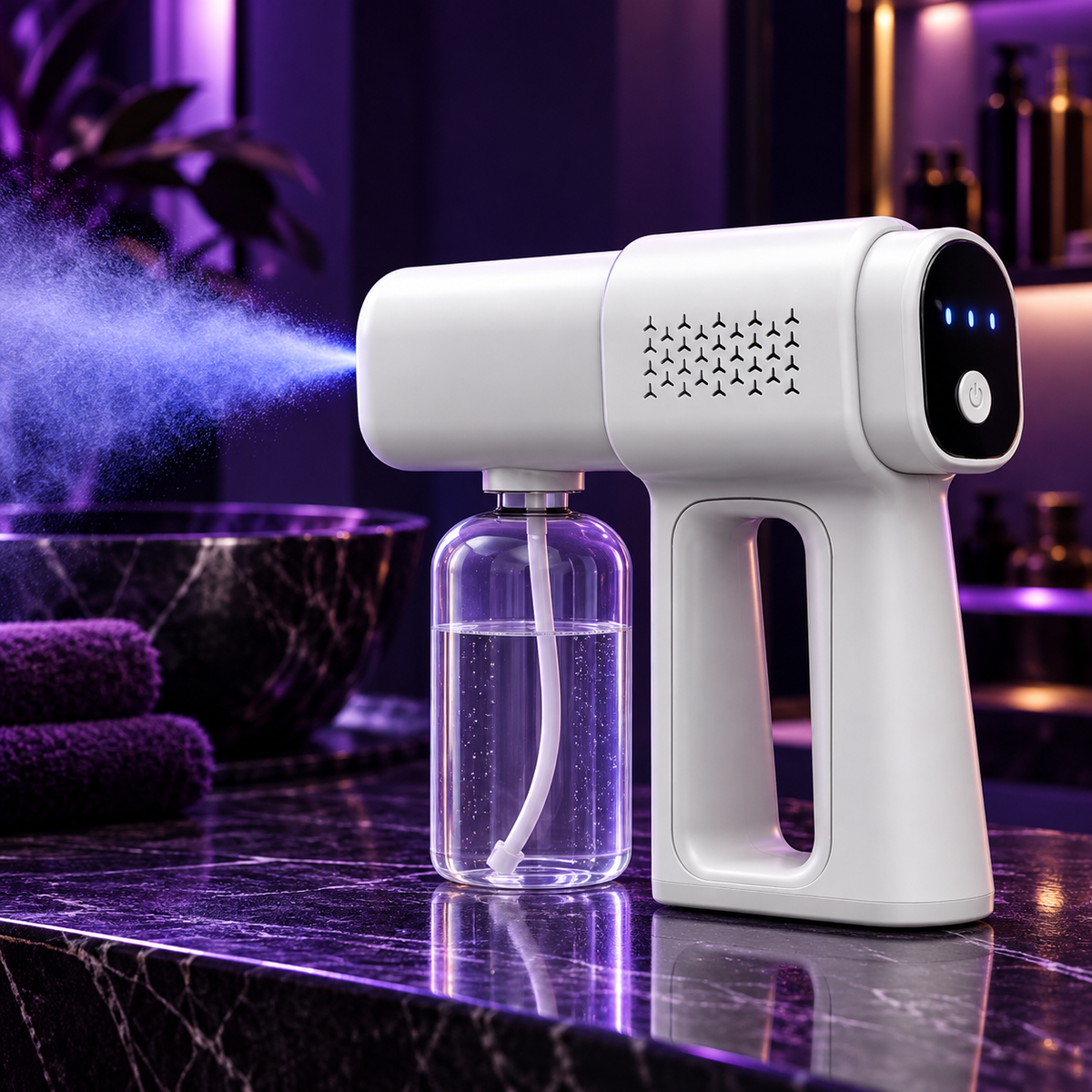 Detalhe do vaporizador capilar portátil e seu reservatório