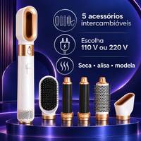 Escova modeladora 5 em 1 com opções 110 V ou 220 V