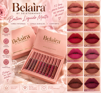 Kit Belaira de batons líquidos matte com 12 cores