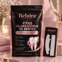 Fitas clareadoras Belaira em embalagem preta e rosa, 14 tiras