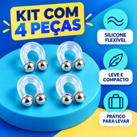Kit com quatro clips nasais transparentes de silicone flexível
