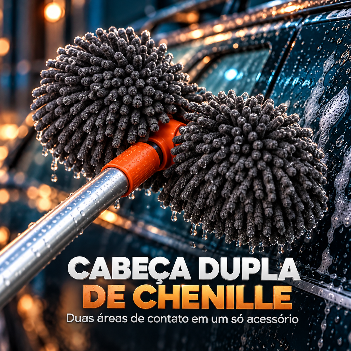 Detalhe da cabeça dupla de chenille da escova