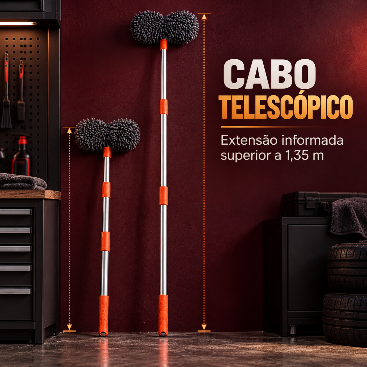Manche telescópico da escova automotiva