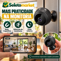 Base magnética, detecção de movimento e visão noturna