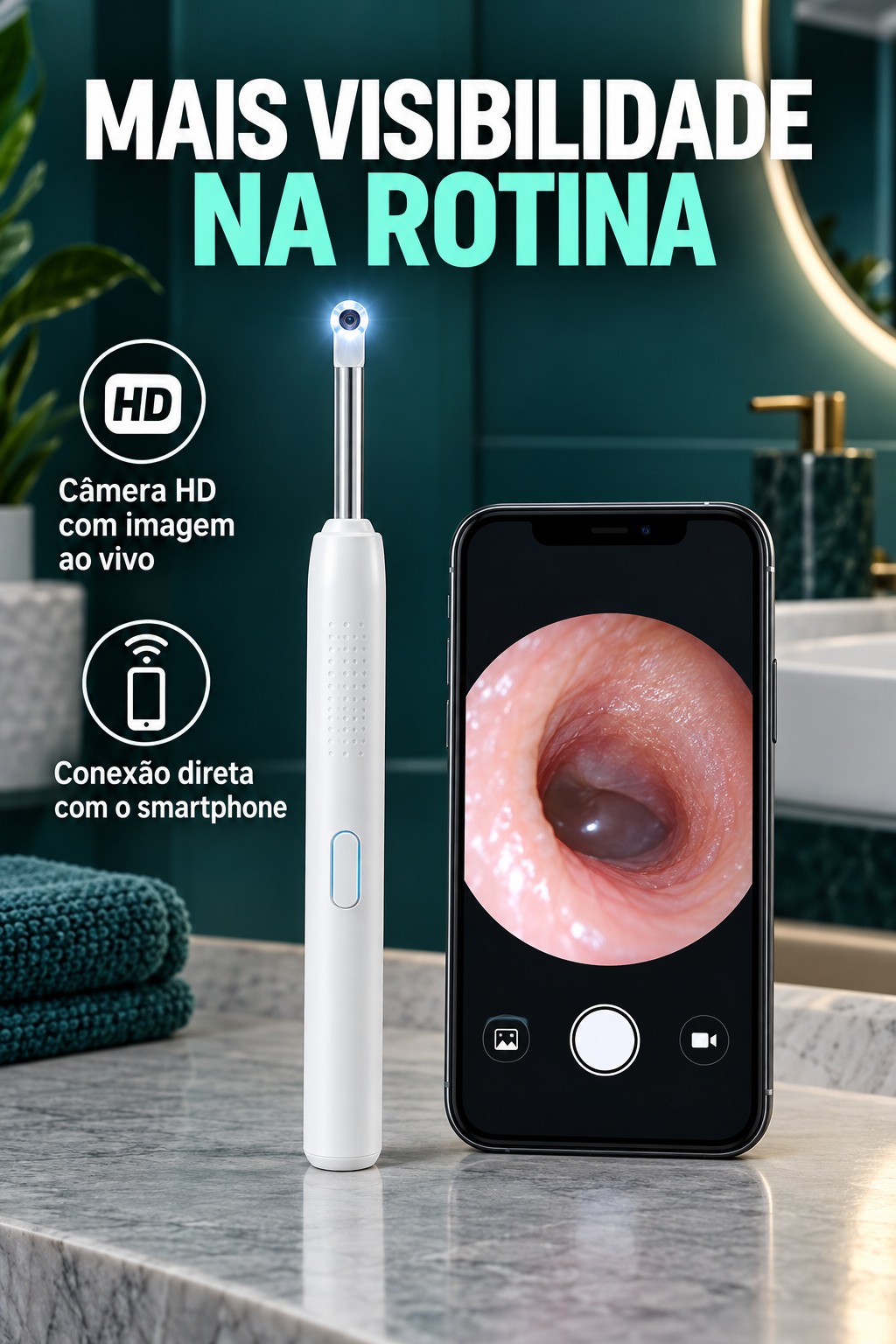 Câmera HD com visualização ao vivo no smartphone
