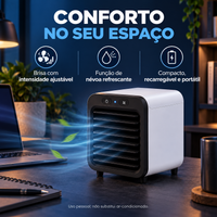 Climatizador compacto com ventilação ajustável e função de névoa