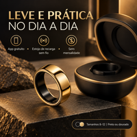 Anel inteligente preto e estojo de recarga em embalagem SeletoMarket