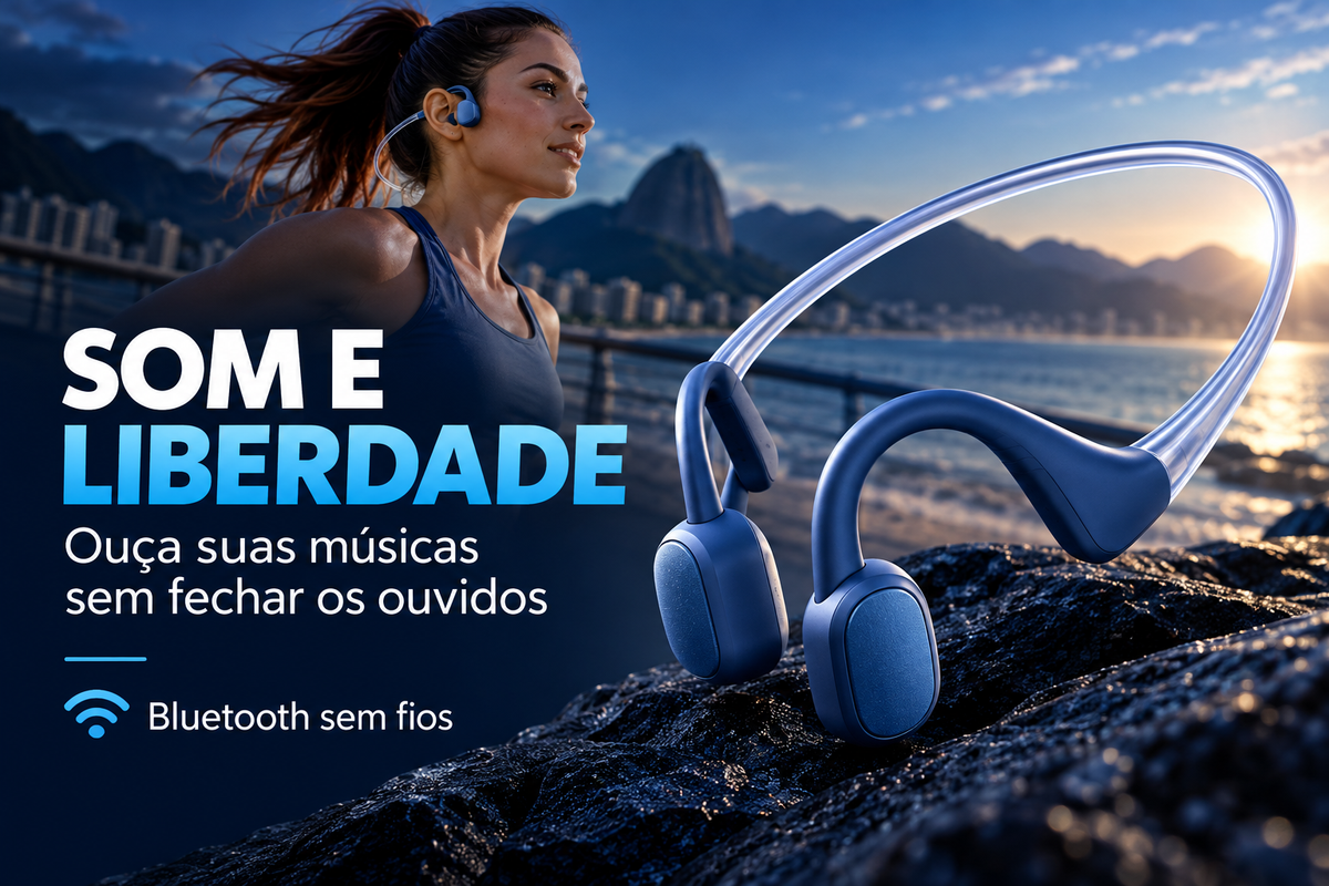 Condução óssea Bluetooth para ouvir música com liberdade