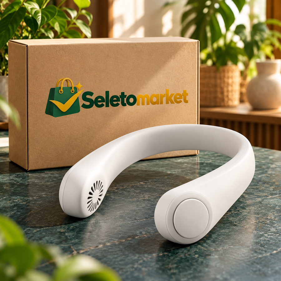 Ventilador de pescoço AirFresh branco com caixa SeletoMarket