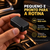 Rastreador compacto com bateria de 400 mAh e autonomia informada