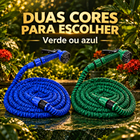 Mangueira expansível disponível nas cores azul e verde