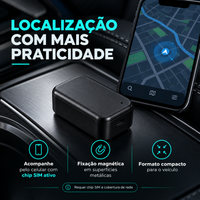 Localizador GPS magnético com SIM ativo e acompanhamento pelo celular