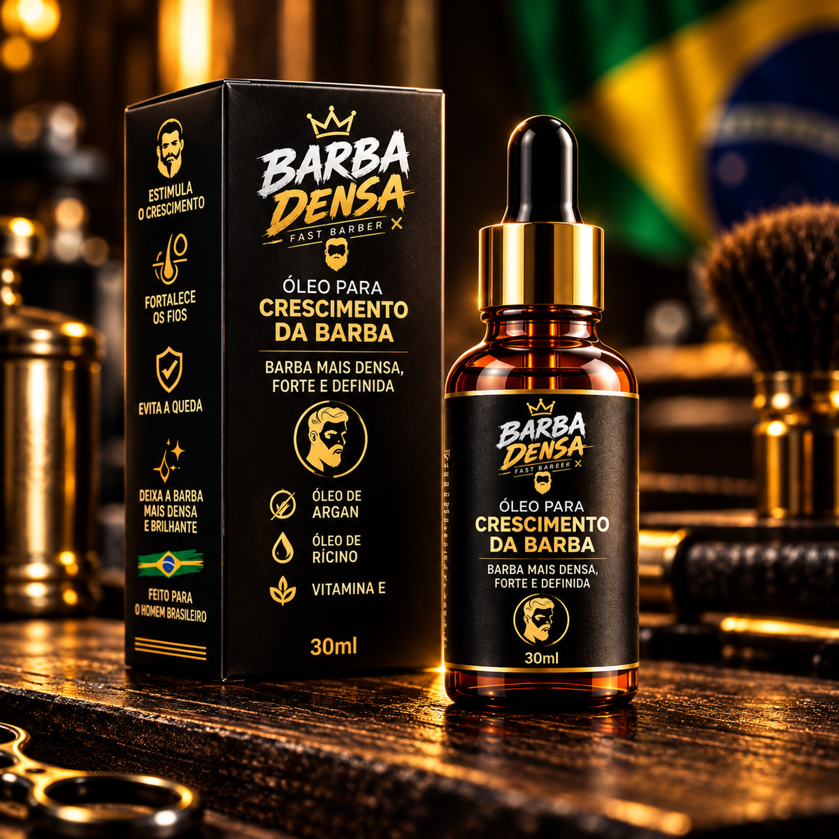 Óleo para barba Barba Densa em barbeiro em outro ângulo