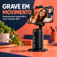 Suporte para celular com rotação 360° e rastreamento automático durante a gravação