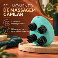 Massagem capilar relaxante com quatro cabeças massageadoras de pontas macias