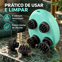 Cabeças de silicone removíveis para facilitar a limpeza do massageador