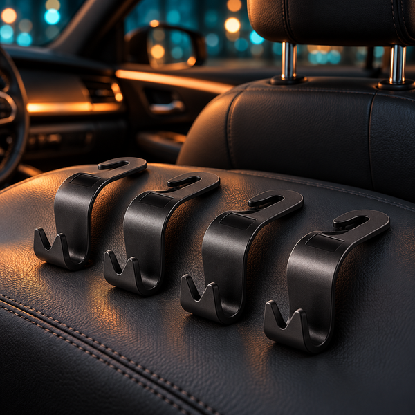 Kit com quatro ganchos automotivos em couro escuro