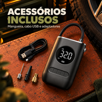 Acessórios incluídos no mini compressor recarregável