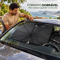 Protetor de para-brisa em cena de viagem litorânea