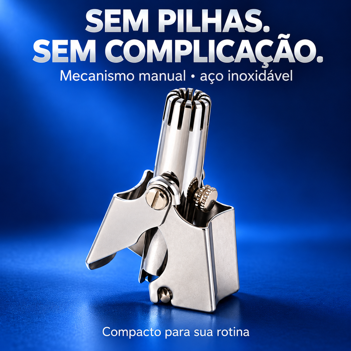 Aparador manual sem pilhas, em aço inoxidável, compacto