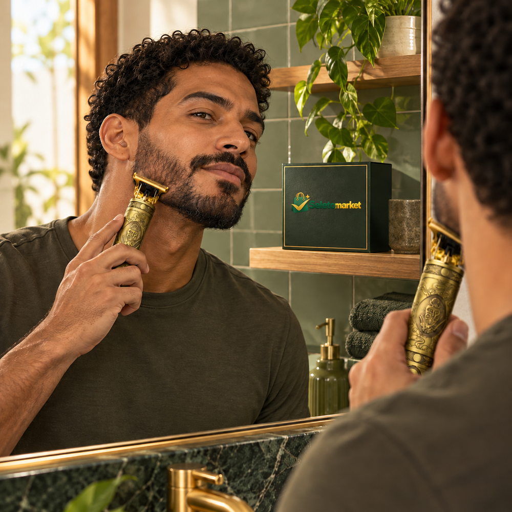 Aparador Elétrico de Barba e Cabelo com 4 Pentes Guia e Carregamento USB