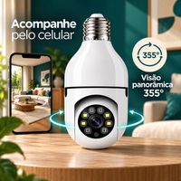 Câmera Wi-Fi com acesso pelo celular e visão panorâmica de 355 graus