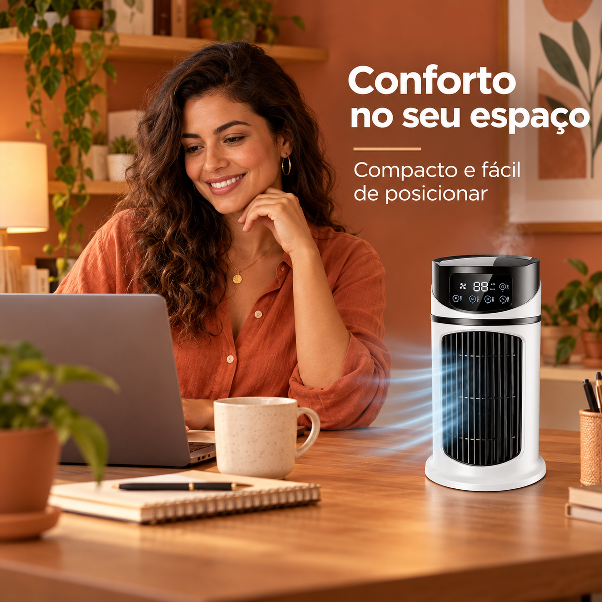 Climatizador portátil em um home office
