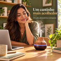 Difusor USB em um ambiente de trabalho acolhedor