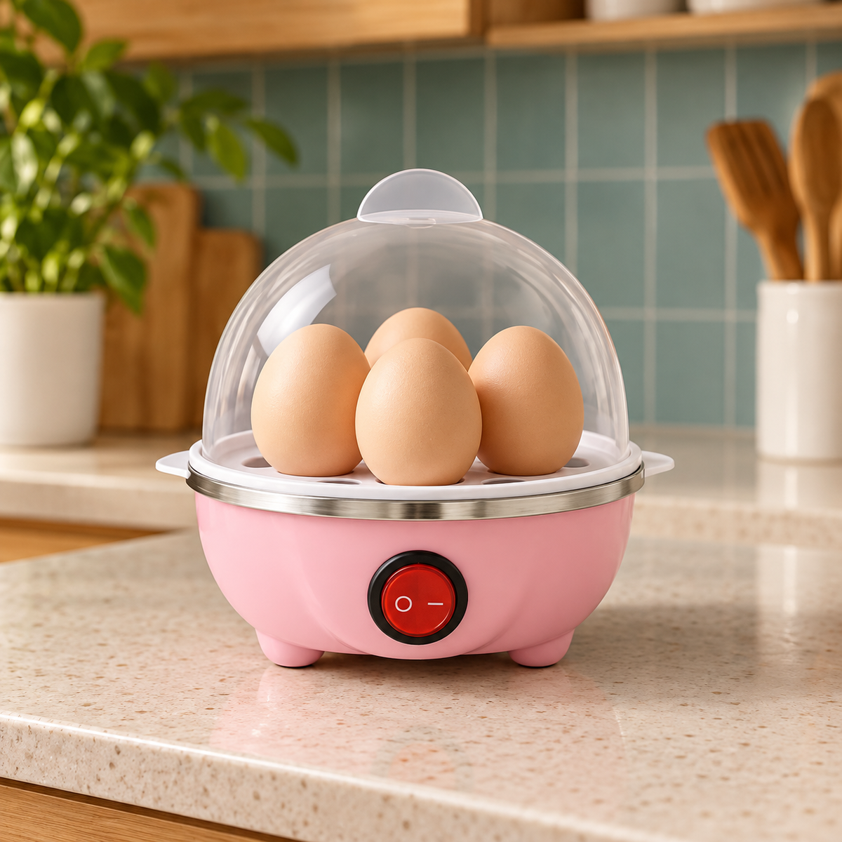 Cozedor elétrico de ovos rosa, opção de cor