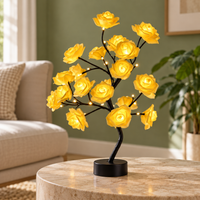 Luminária árvore de rosas com LED, variação amarela