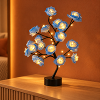 Luminária árvore de rosas com LED, variação azul
