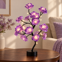 Luminária árvore de rosas com LED, variação roxa