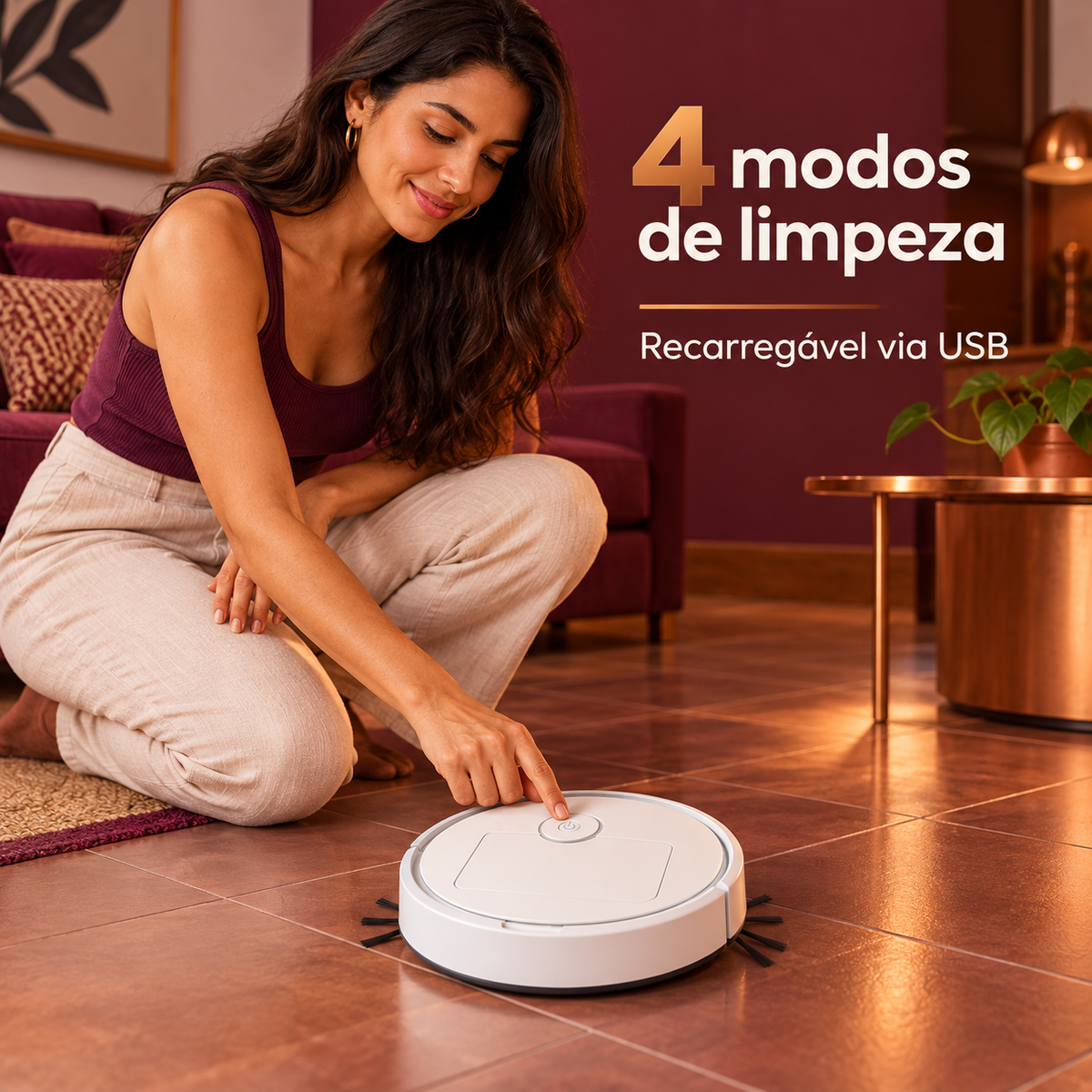 Quatro modos de limpeza e recarga USB