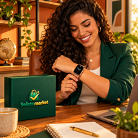 Mulher usando o smartwatch com caixa SeletoMarket