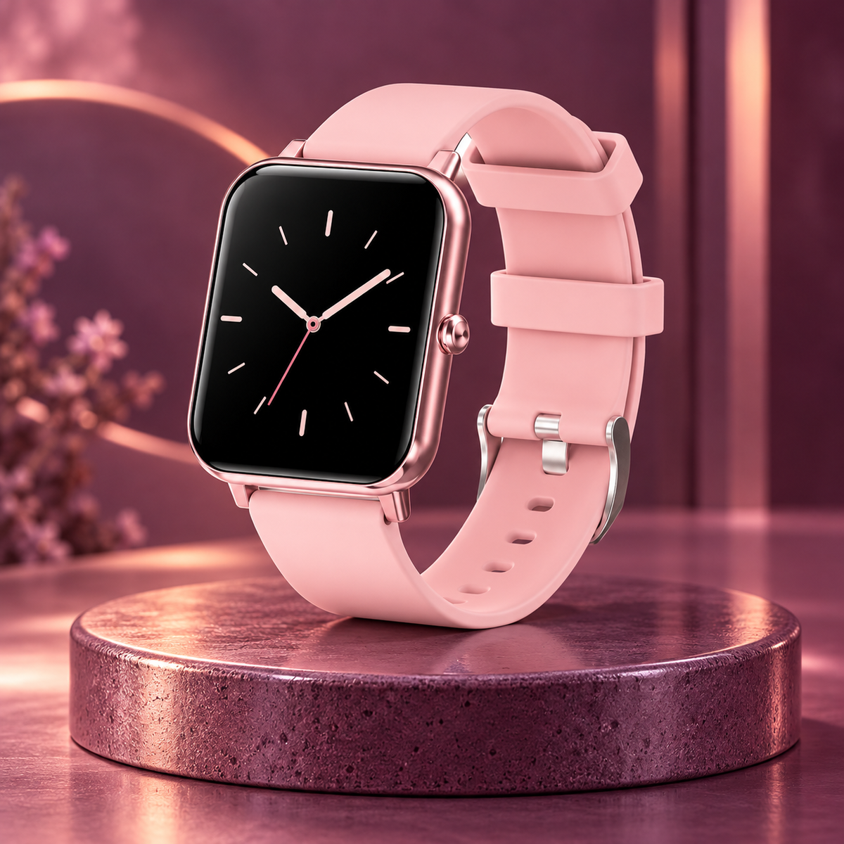 Variante rosa com pulseira de silicone