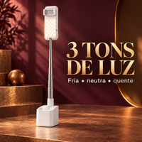 Suporte de luz LED com três tonalidades: fria, neutra e quente