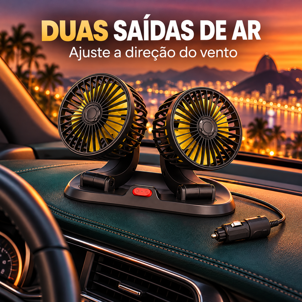 Duas saídas de ar com direção ajustável